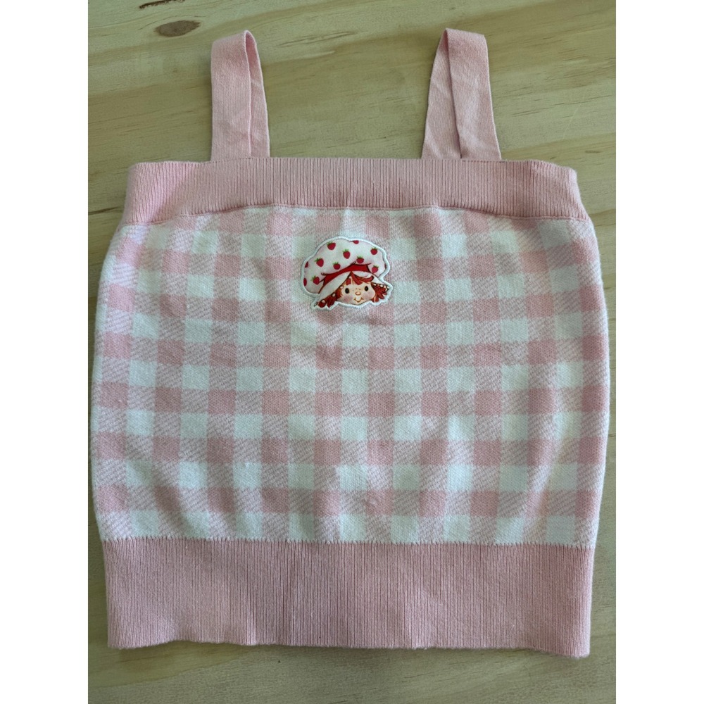 Strawberry Shortcake Pink Gingham Knit Tank Top Coquette‎ Cottagecore